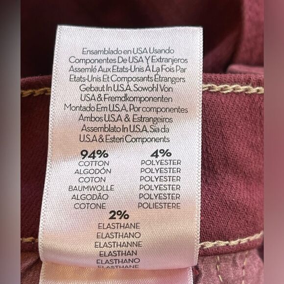 Mother The Tripper High-Rise Stretch Ankle Fray Cropped Jeans Burgundy Size 34 - Picture 9 of 14